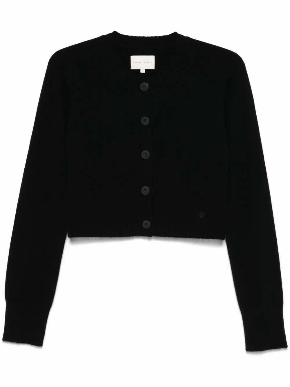 Soft Drape Zephir Cropped Cashmere Cardigan in Black