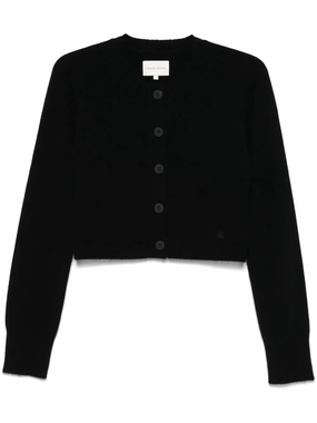 Soft Drape Zephir Cropped Cashmere Cardigan in Black