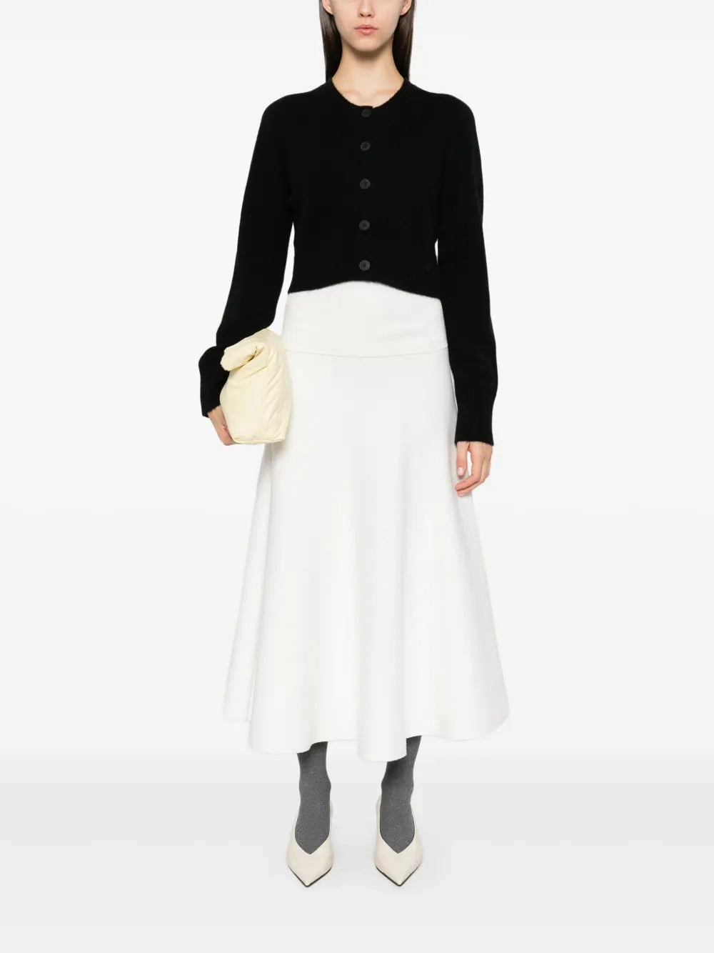 Zephir Cropped Cashmere Cardigan in Black Thermoregulating Technology