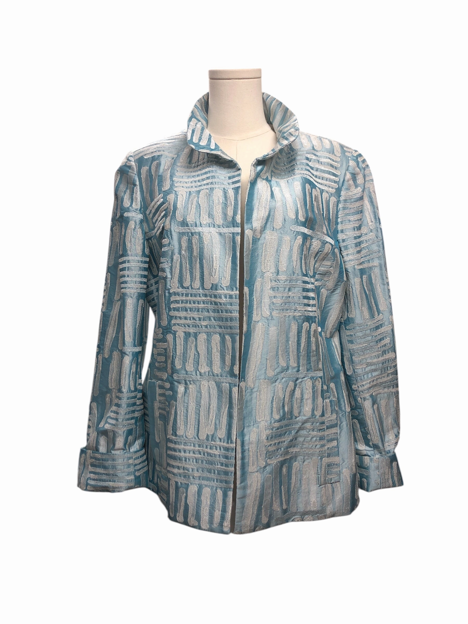 Nina Mclemore Women's Silk Jacket Blue 16 Level Makeup