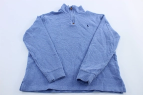 Polo Ralph Lauren Embroidered Logo Blue Quarter Zip Sweater Effortless Hoodie Bold Graphics