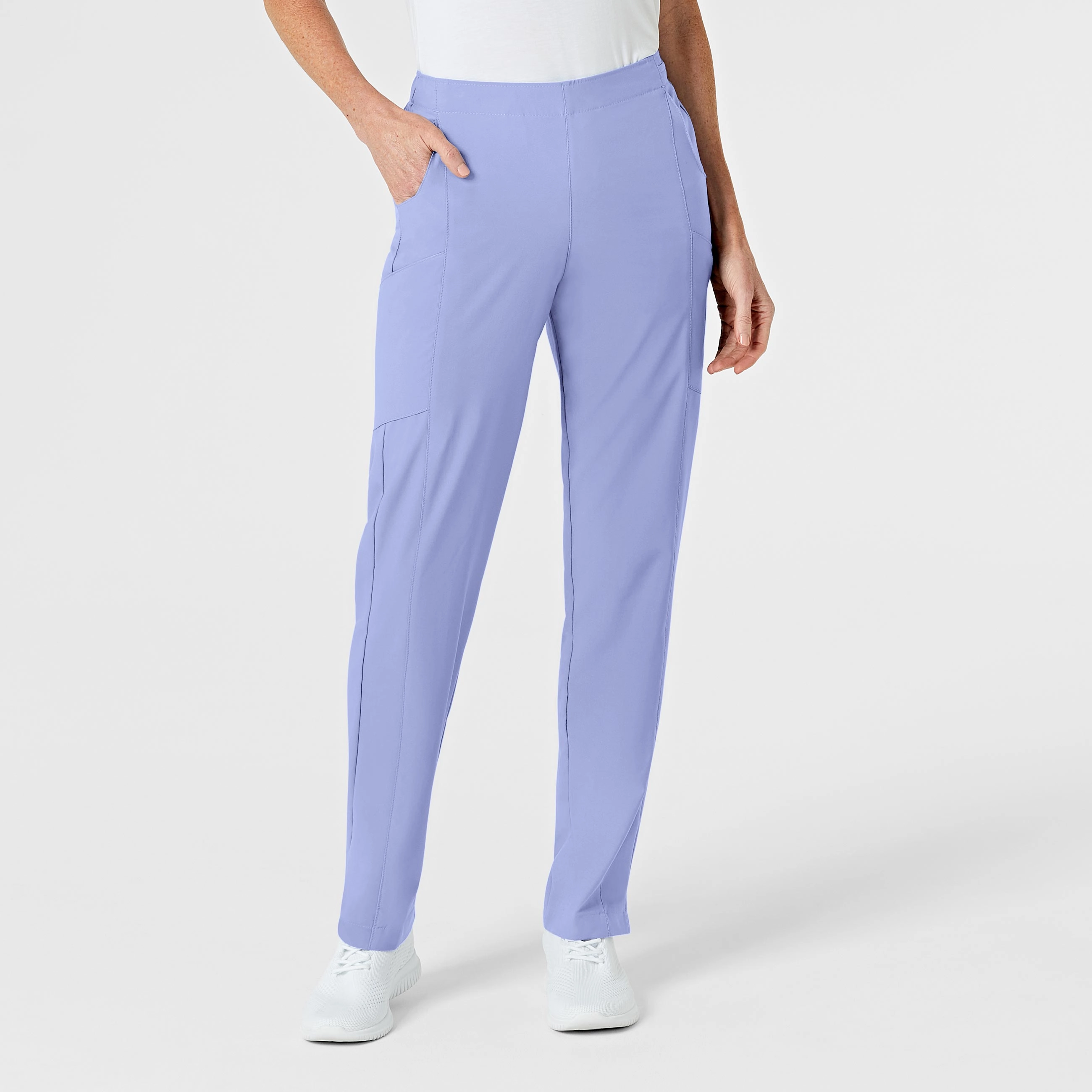 Core Comfort W123 Women's Flat Front Cargo Scrub Pant - Ceil Blue