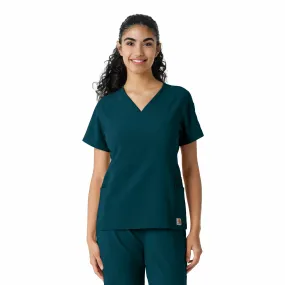 Carhartt Force Cross-Flex Women's Knit Panel Scrub Top - Caribbean Simple Shirt