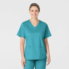 Heat Regulating Fabric WonderWORK Women's V-Neck Scrub Top - Teal Blue