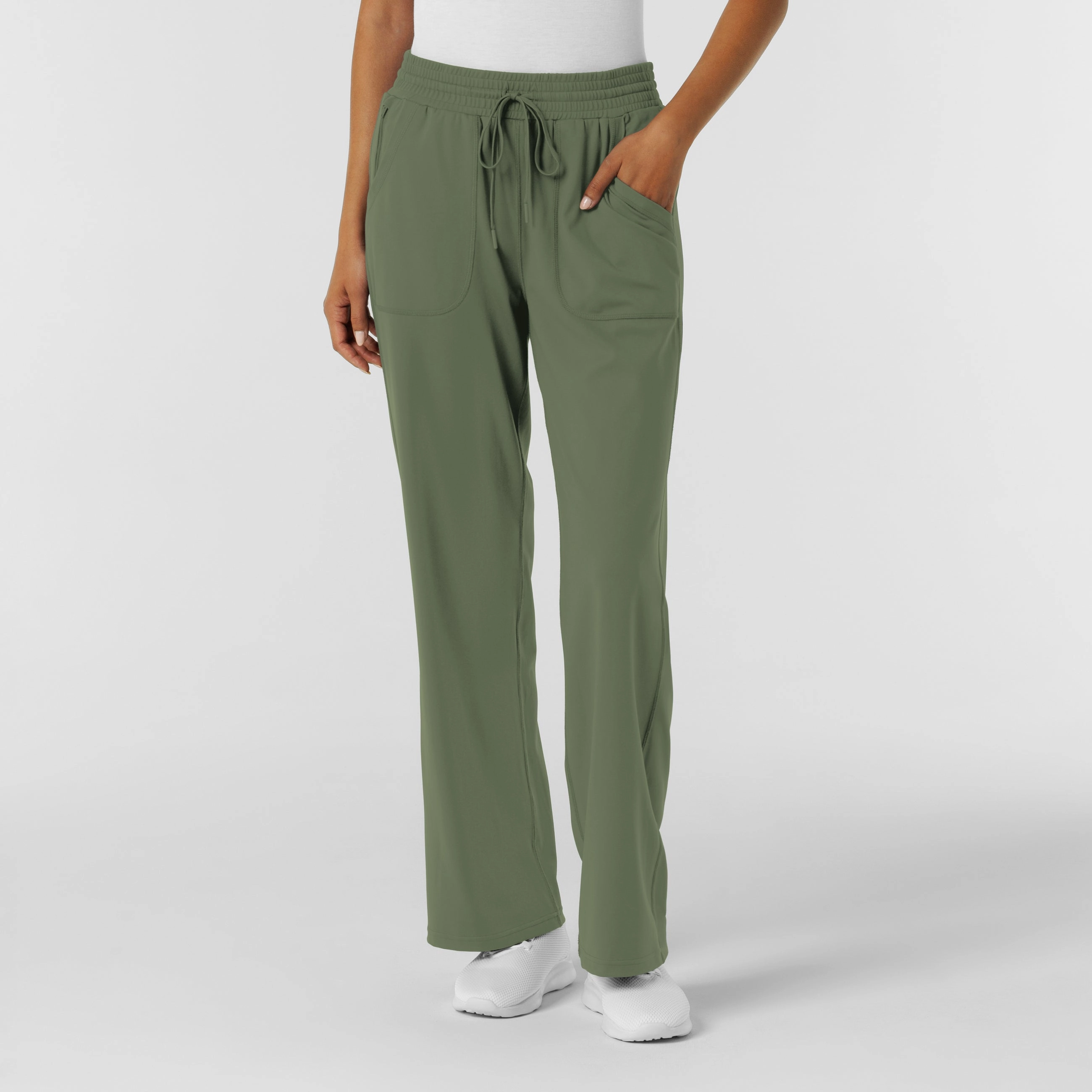 Lightweight Layer RENEW Knit Women's Wide Leg Scrub Pant - Olive
