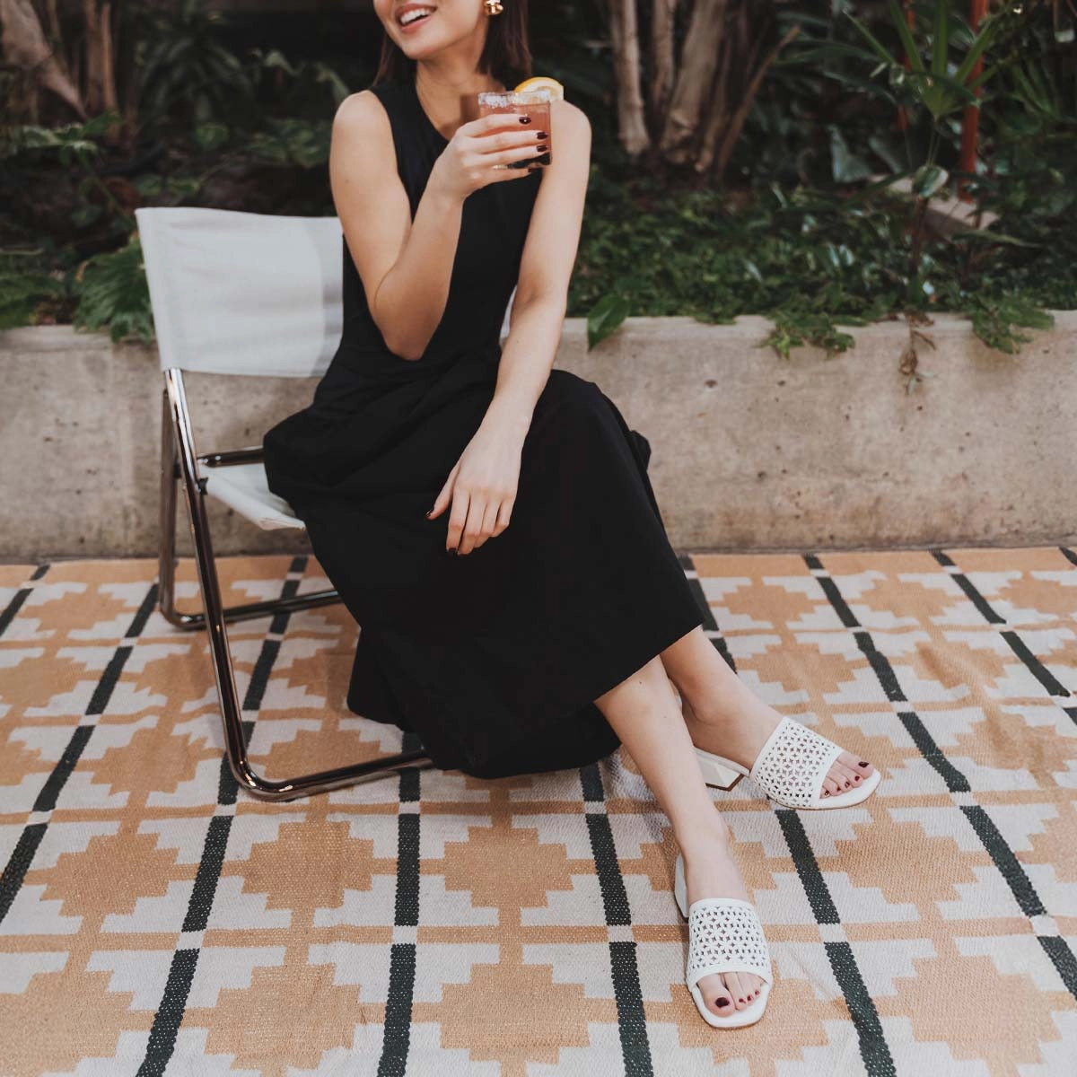 The Paloma Heeled Sandal Perforated Panna Cotta Durable Buckle Closure