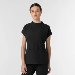 Quick Dry Tech BLK Edit Women's Mock Neck Scrub Blouse - Black