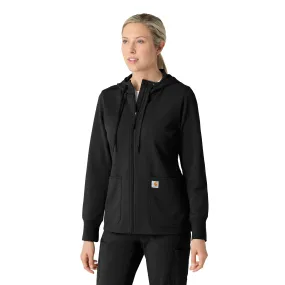 Lightweight Fabric Smooth Stitching Carhartt Women's Full Zip Waffle Hoodie - Black