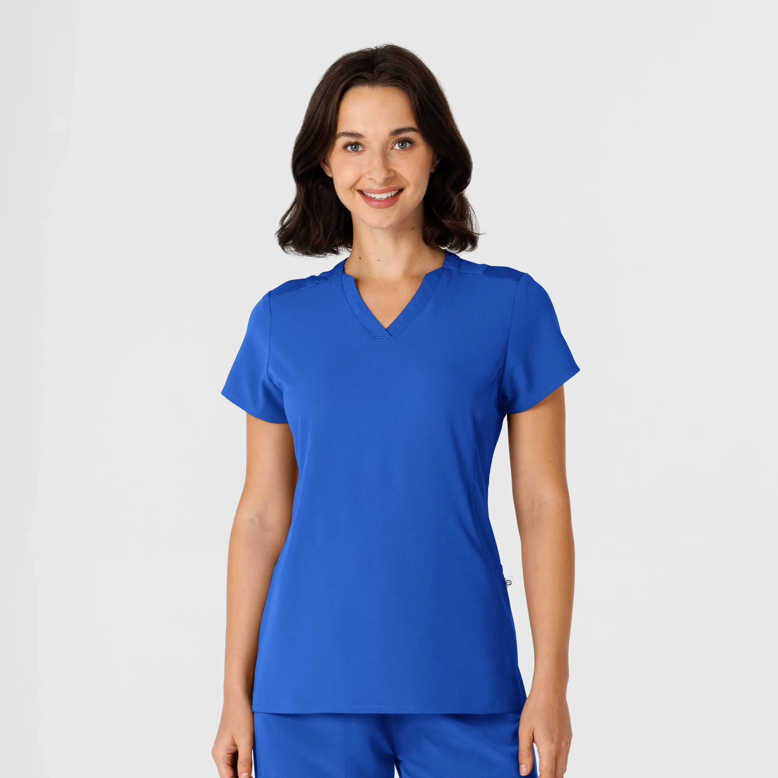 AntiStatic Coating Minimalist Stitching Nova Women's Flex-n-Reach Shoulder Panel V-Neck Scrub Top - Royal