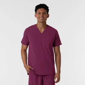 NURTUR Men's V-Neck Scrub Top - Wine Casual Blouse NonIrritating Stitching
