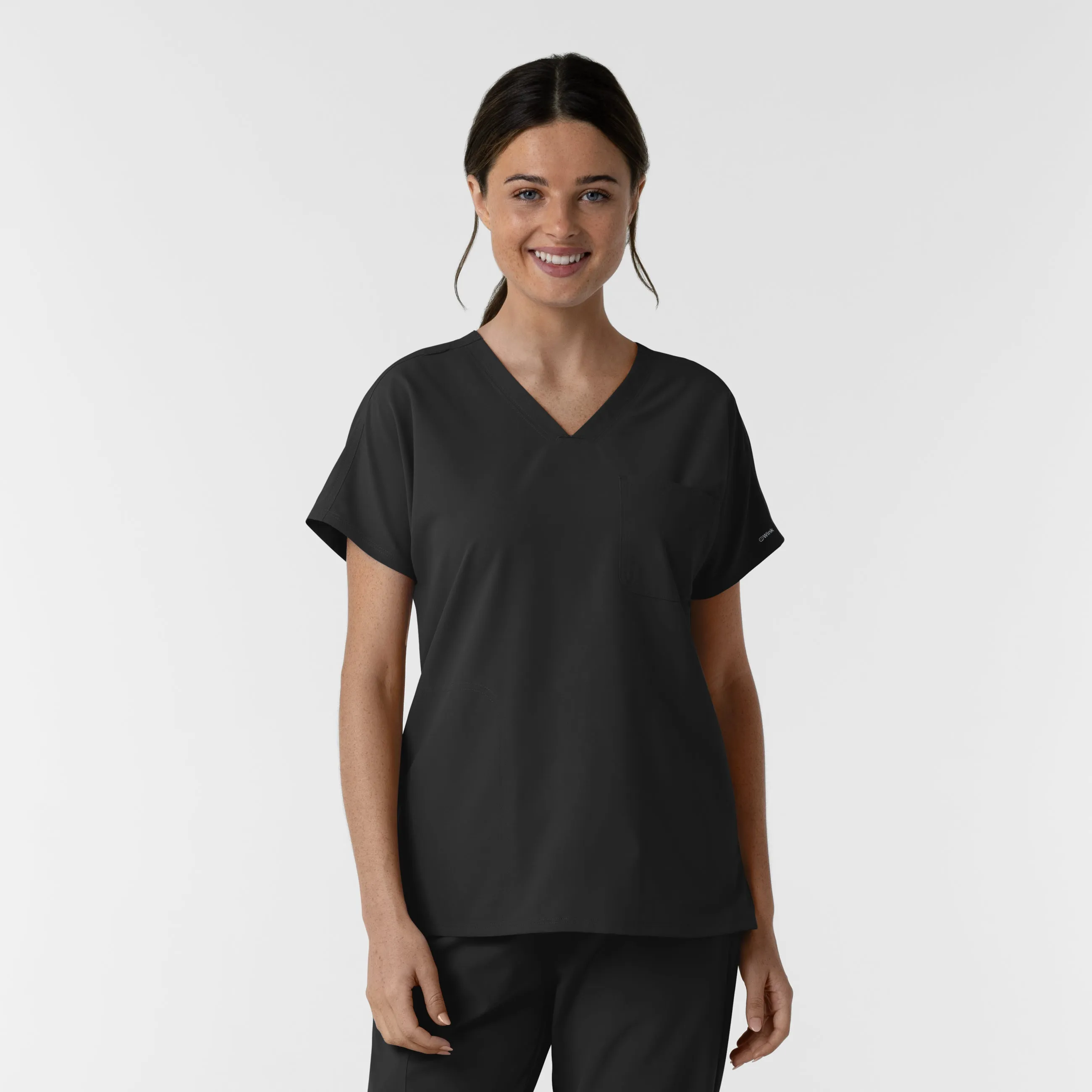 Wrinkle Resistant Textile UPFProtection NURTUR Women's Drop Shoulder Tunic Scrub Top - Black