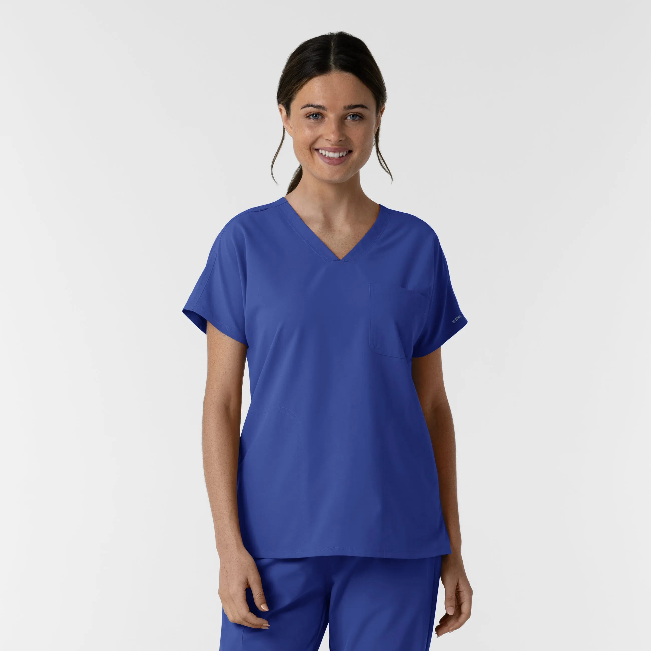 NURTUR Women's Drop Shoulder Tunic Scrub Top - Galaxy Blue LightweightFabric