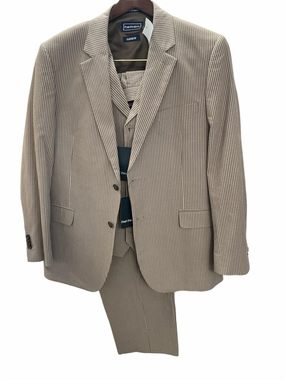 Custom formal dinner NWT Paul Frederick Men's 3pc Seersucker Suit Brown 44/40x32