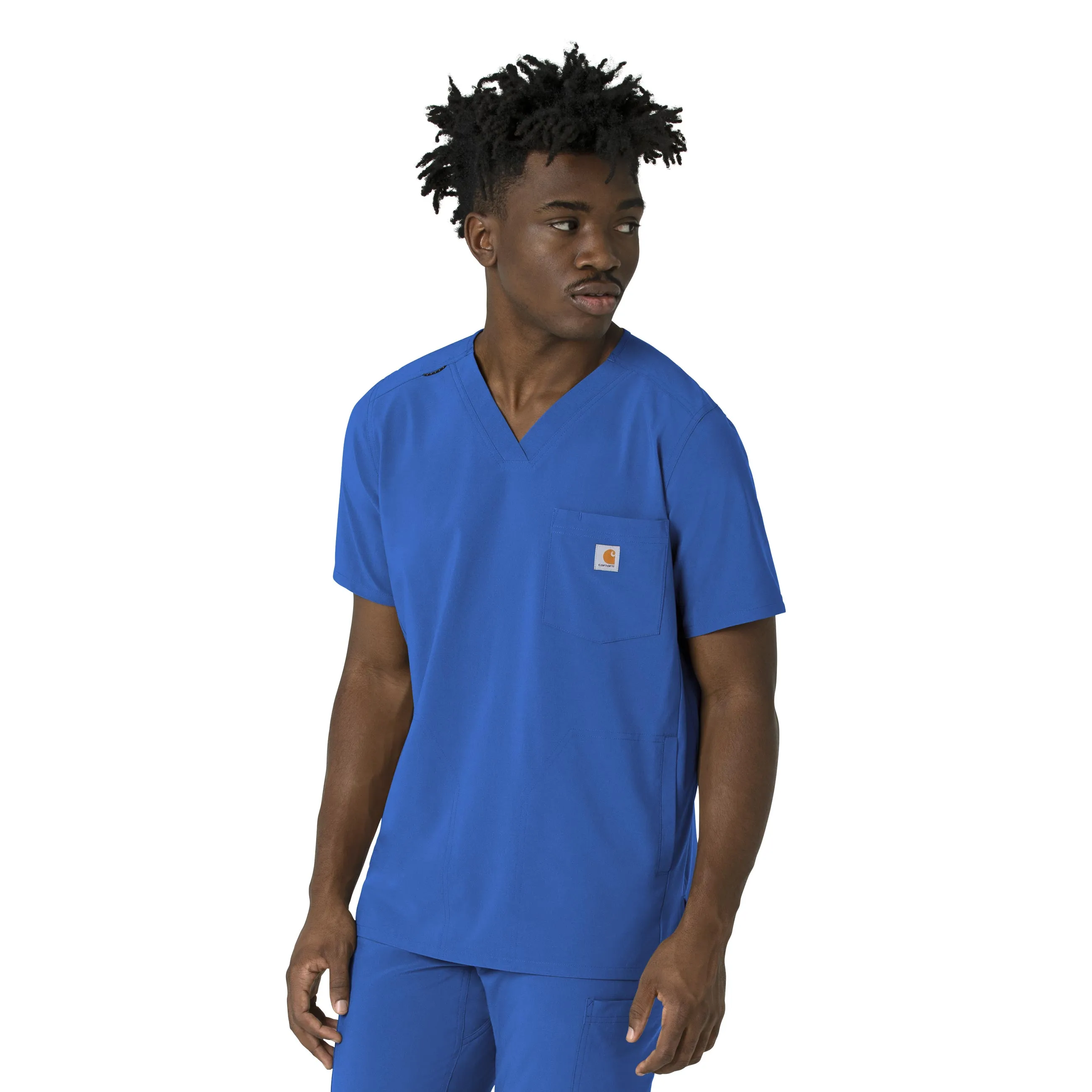 Carhartt Force Cross-Flex Men's V-Neck Scrub Top - Royal High Thread Count Cotton