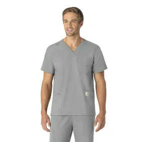 Carhartt Force Essentials Unisex V-Neck 6-Pocket Scrub Top - Grey LatticeKnit sporty wear