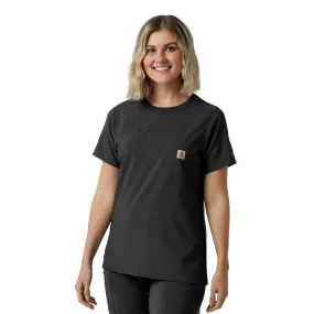 Elegant Blouse Carhartt Force Cross-Flex Women's Crew Neck Scrub Top - Black