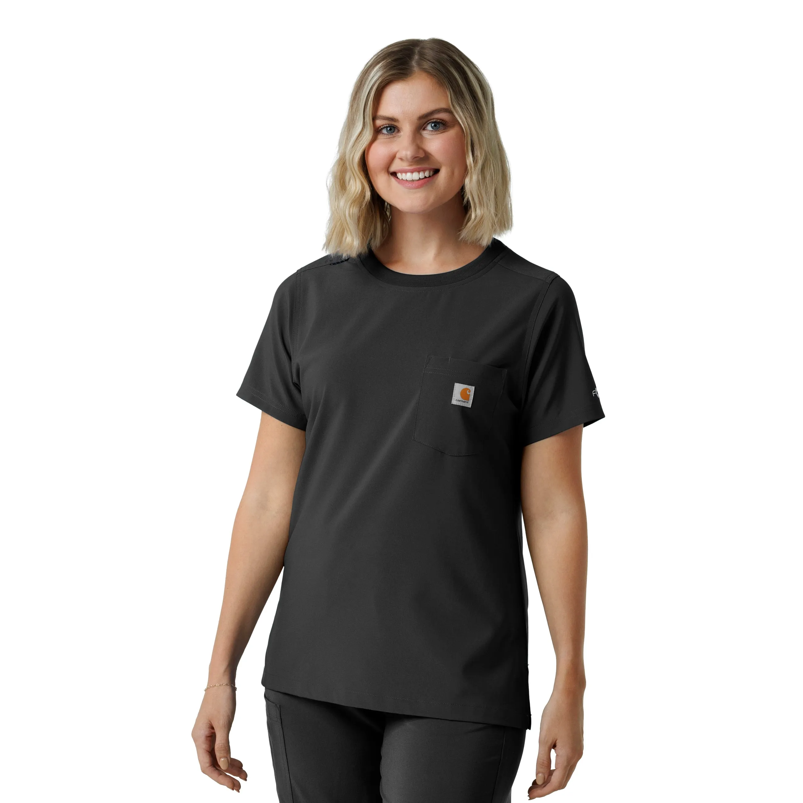 Carhartt Force Cross-Flex Women's Crew Neck Scrub Top - Black Casual Pullover