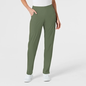 W123 Women's Flat Front Cargo Scrub Pant - Olive SeamlessConstruction