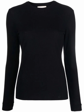 Thermal Insulation Layer Daily Comforted Ortigia LDS Ribbed Long Sleeve T-shirt in Black