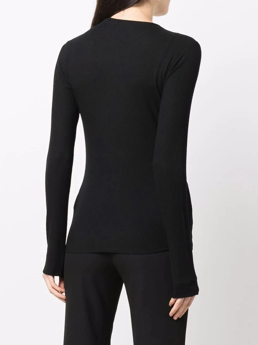 Transitional Wear Go-To Fit Ortigia LDS Ribbed Long Sleeve T-shirt in Black