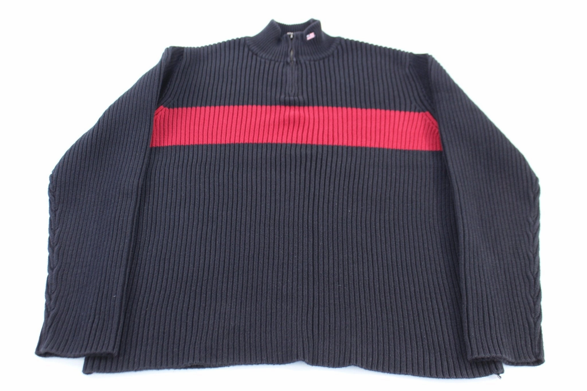 Pastel Shade Polo Jeans Company Black & Red Full Zip Sweater