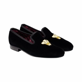 P.O.W Black Velvet Effortless Slip-Ons