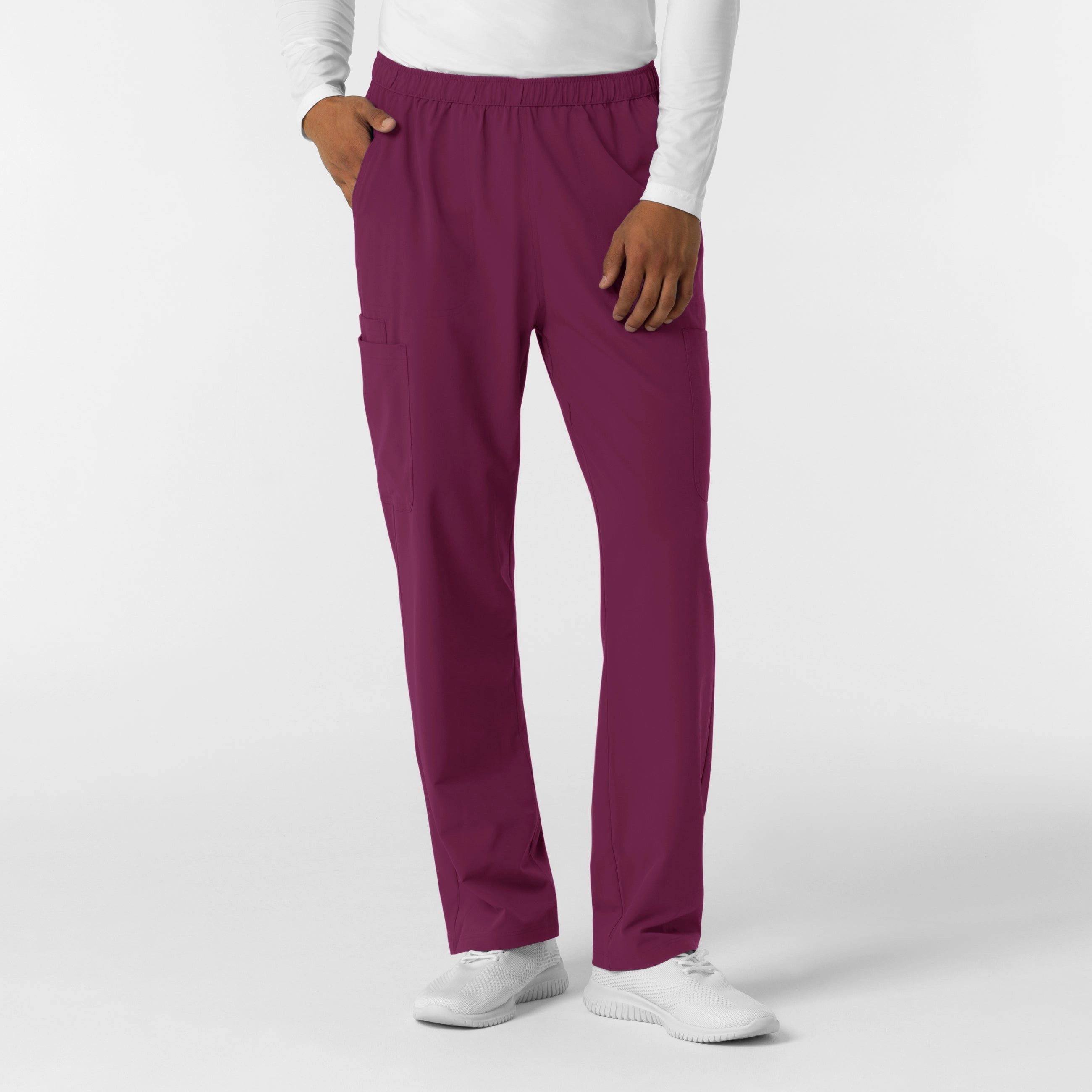 Active Layers NURTUR Men's Straight Leg Cargo Scrub Pant - Wine