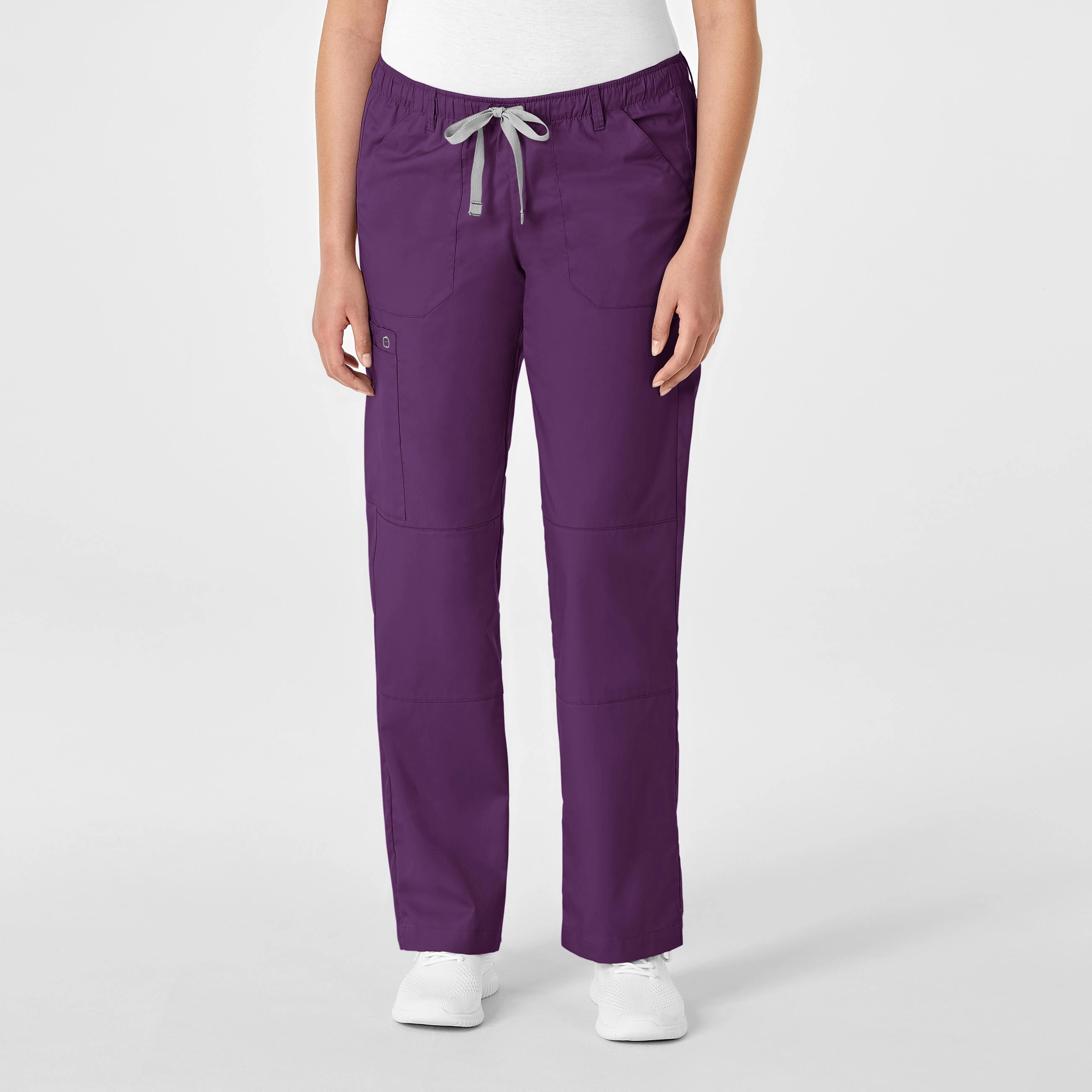 WonderWORK Women's Straight Leg Cargo Scrub Pant - Eggplant Relaxed Comfort Fit