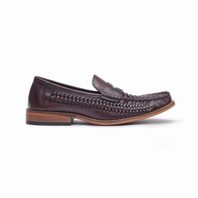 Comfortable Sole All-season Shoes Penny Loafer - Basket Weave Oxblood