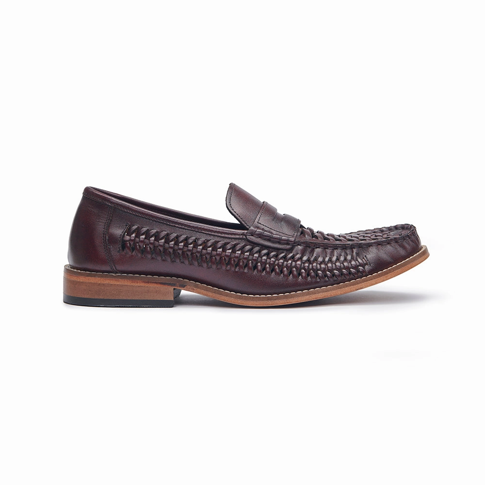 Comfortable Sole All-season Shoes Penny Loafer - Basket Weave Oxblood