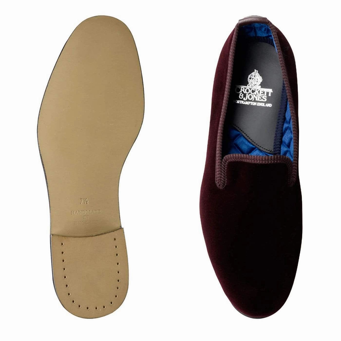 Cozy Slip-On Shoes Plain Albert Burgundy Velvet