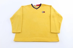 Personalized Women's Tommy Hilfiger Logo Patch Yellow Fleece Pullover