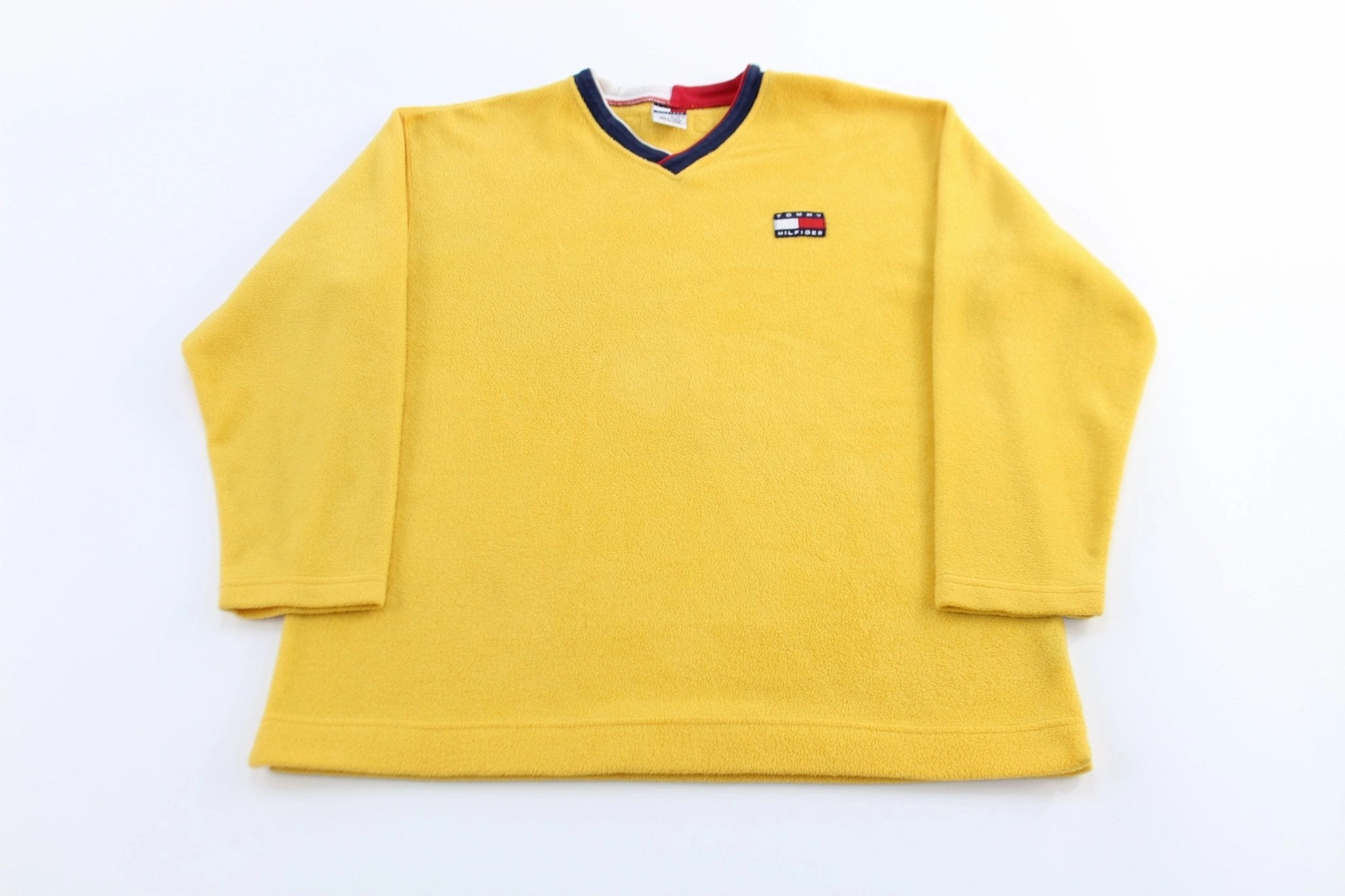 Personalized Women's Tommy Hilfiger Logo Patch Yellow Fleece Pullover