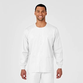 WonderWORK Unisex Snap Front Scrub Jacket - White Active Lifestyle suitable for water sports