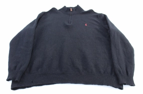 Hooded product office appropriateness Polo by Ralph Lauren Black Lambswool Quarter Zip Sweater