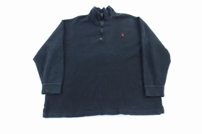 Core Chic Yoga wear Polo by Ralph Lauren Embroidered Logo Black Pullover Sweater