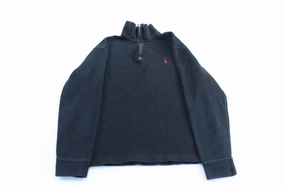 product marbled pattern label accents Polo by Ralph Lauren Embroidered Logo Black Zip Up Sweater