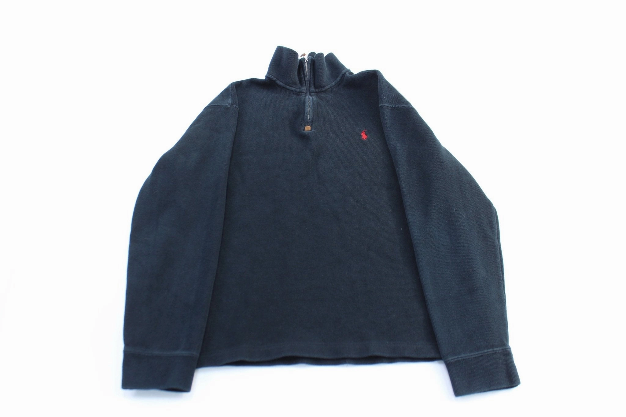 product marbled pattern label accents Polo by Ralph Lauren Embroidered Logo Black Zip Up Sweater