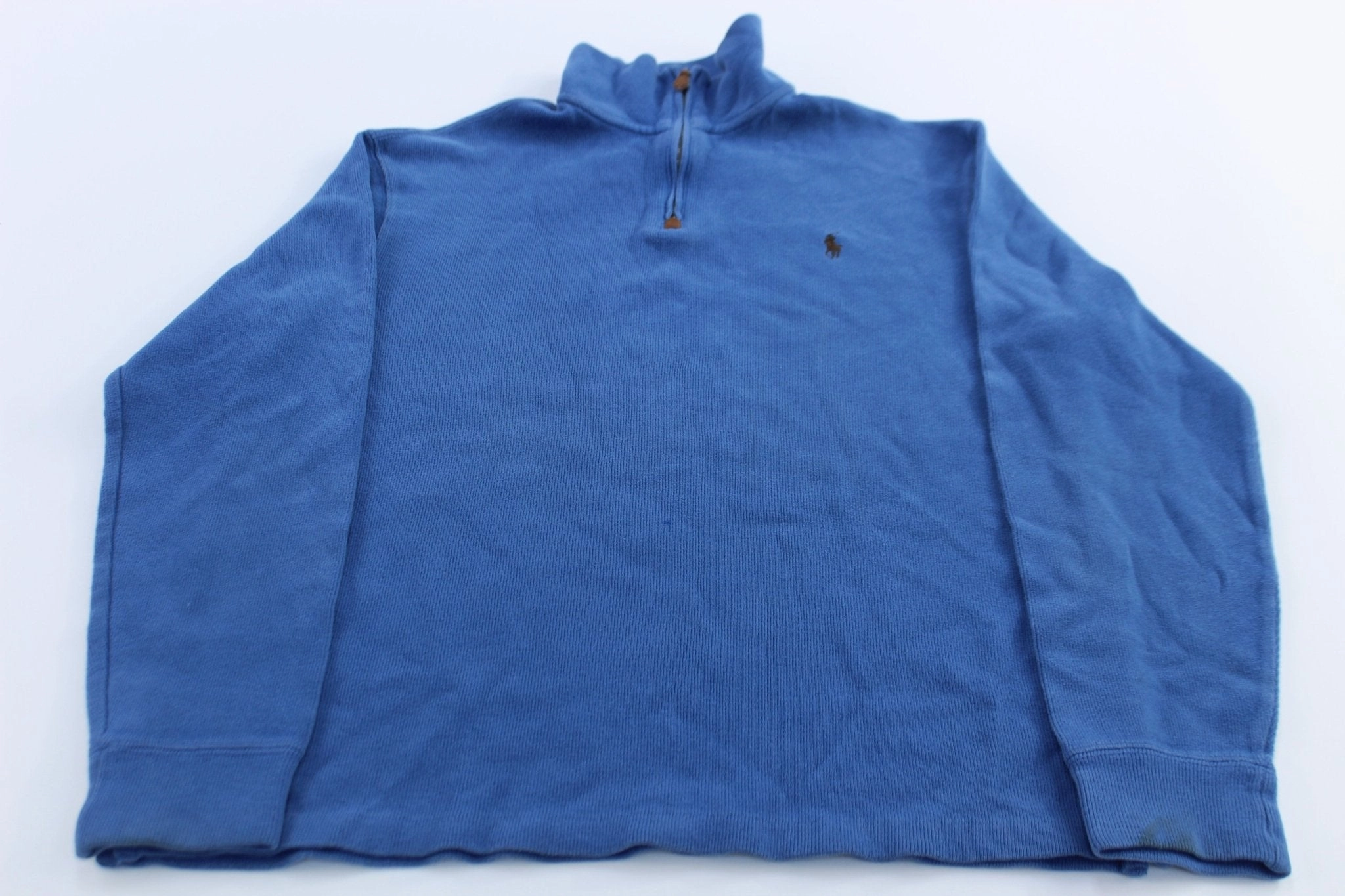Polo by Ralph Lauren Embroidered Logo Blue Quarter Zip Sweater Comfy Feel