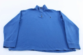 foldable Thin Polo by Ralph Lauren Embroidered Logo Blue Quarter Zip Sweater