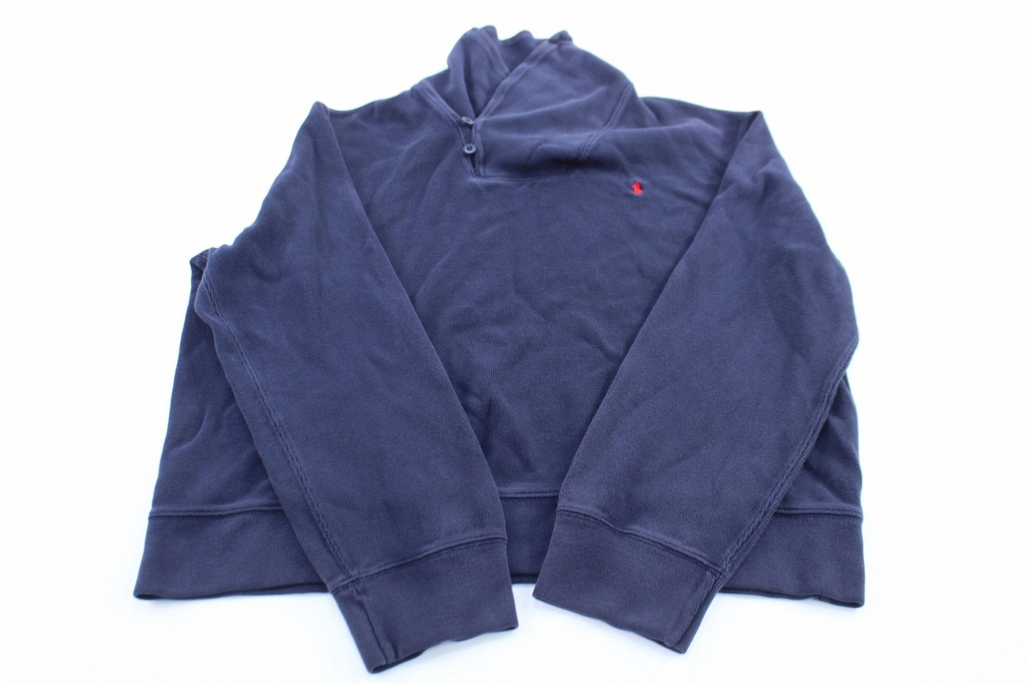 Polo by Ralph Lauren Embroidered Logo Blue Shawl Sweater product gift wrapping Fresh Bold