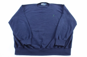 High End Polo by Ralph Lauren Embroidered Logo Blue Sweater