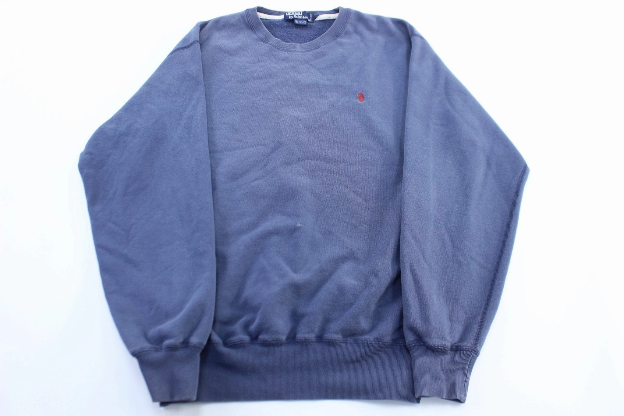 Polo by Ralph Lauren Embroidered Logo Blue Sweatshirt Leather