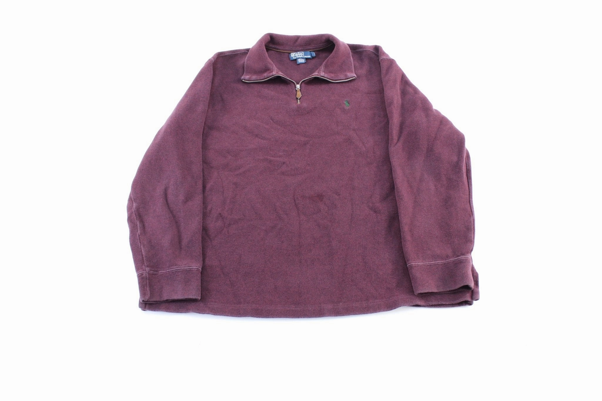 Core Style Polo by Ralph Lauren Embroidered Logo Burgundy Zip Up Sweater