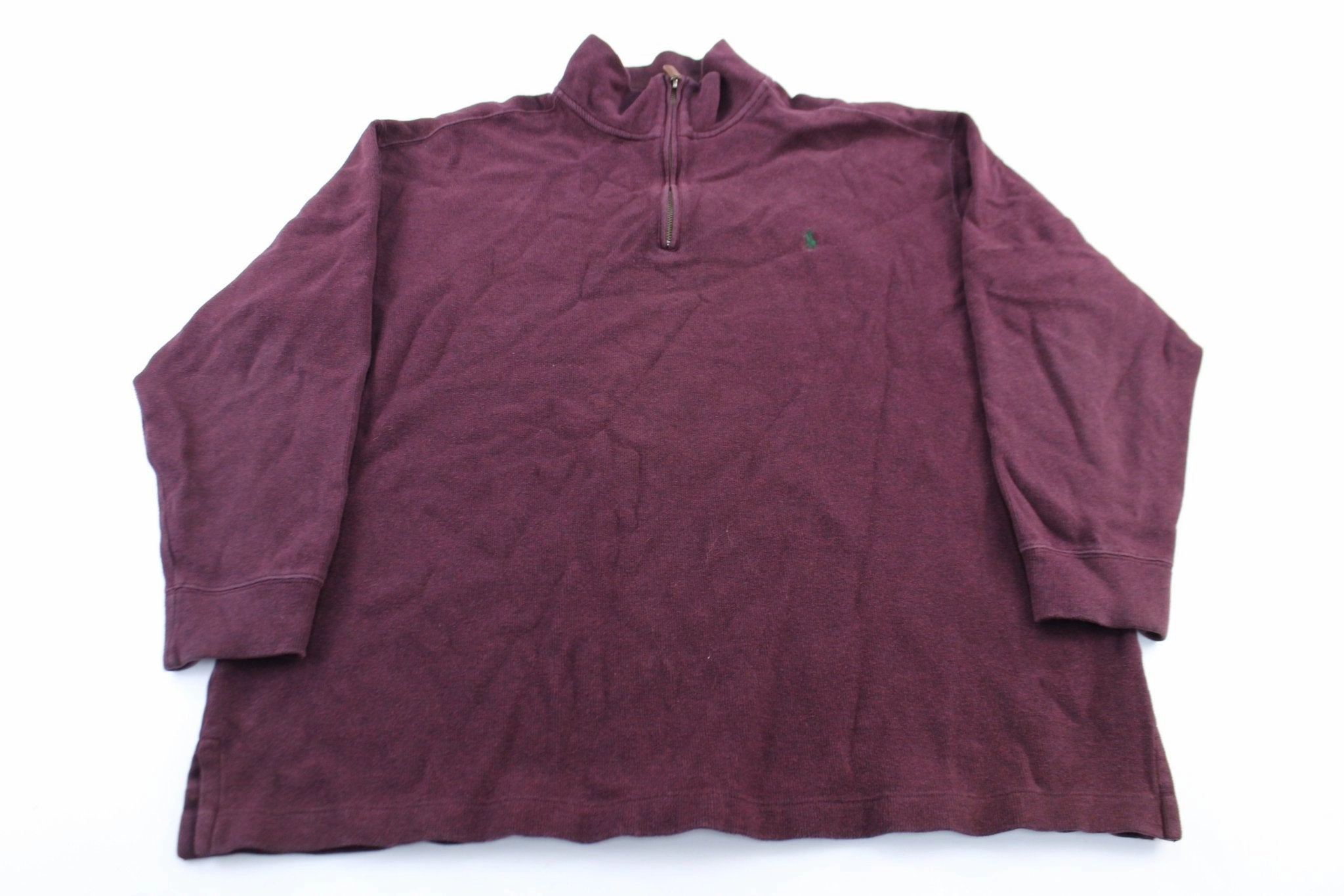Polo by Ralph Lauren Embroidered Logo Burgundy Zip Up Sweater Layer Active
