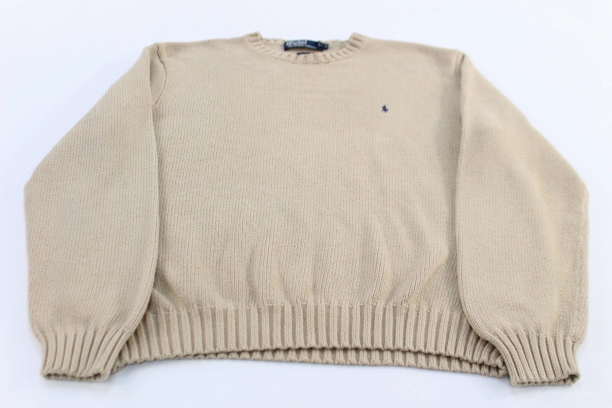 Trendy Polo by Ralph Lauren Embroidered Logo Cream Knit Sweater