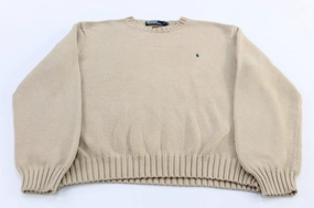 Trendy Polo by Ralph Lauren Embroidered Logo Cream Knit Sweater