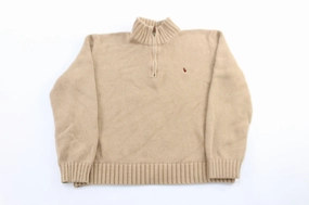 Street Casual Polo by Ralph Lauren Embroidered Logo Cream Pullover Sweater