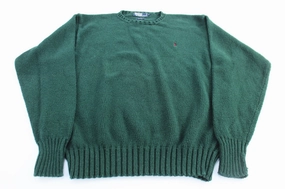 Cotton Blend Team Pride Polo by Ralph Lauren Embroidered Logo Green Knit Sweater