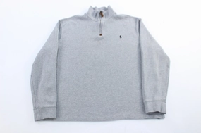 thermal Houndstooth Polo by Ralph Lauren Embroidered Logo Grey Pullover Sweater